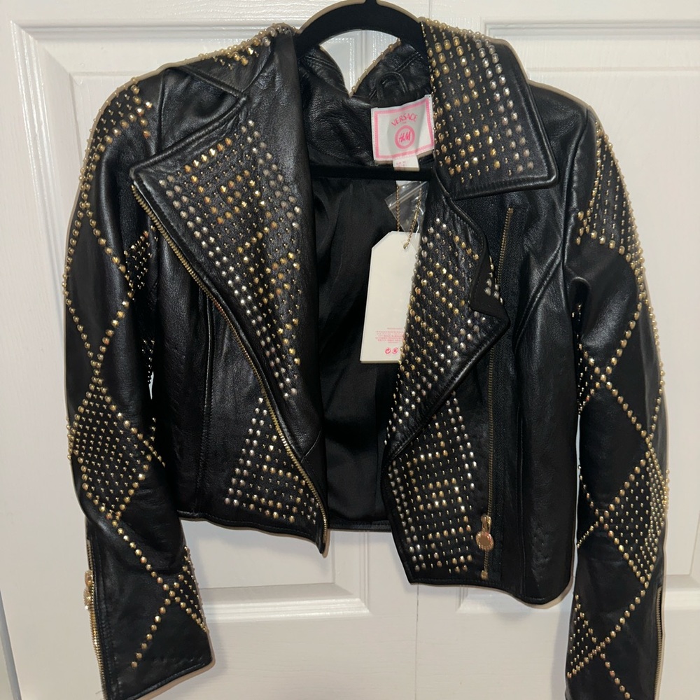 Versace HxM studded leather jacket NEW WITH TAGS